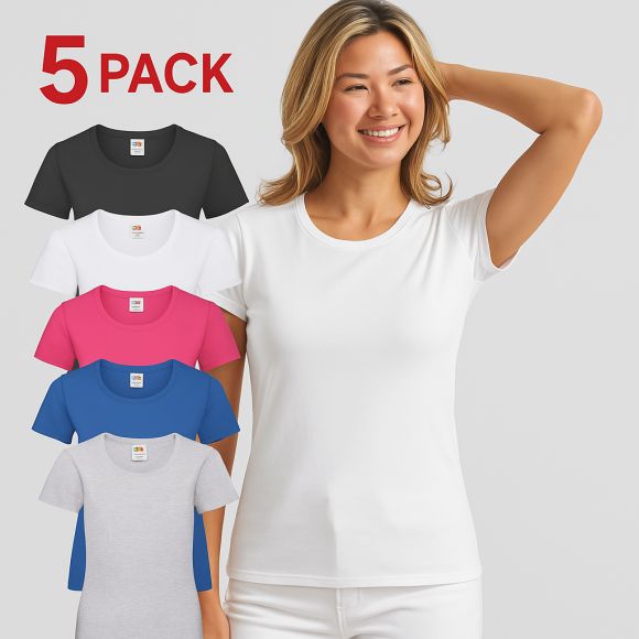 Ženske Fruit Of The Loom Majice Kratek Rokav Valueweight - 5Kos - oblekanadom