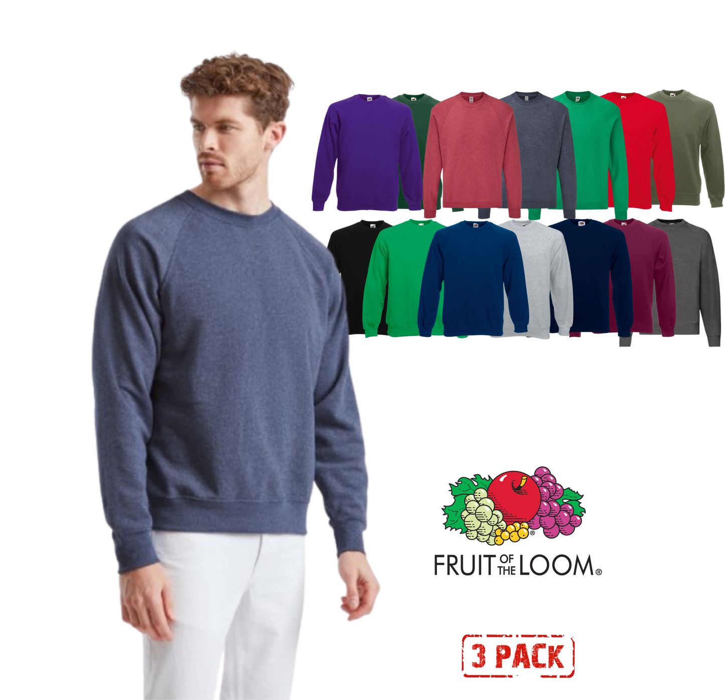 Moška Fruit of the Loom Raglan Jopa - 3kos - oblekanadom