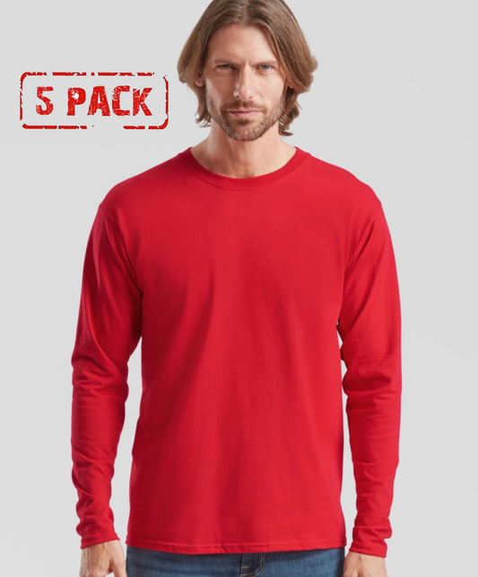 Moške Premium Fruit Of The Loom Majice Dolgi Rokav 5Kos - oblekanadom