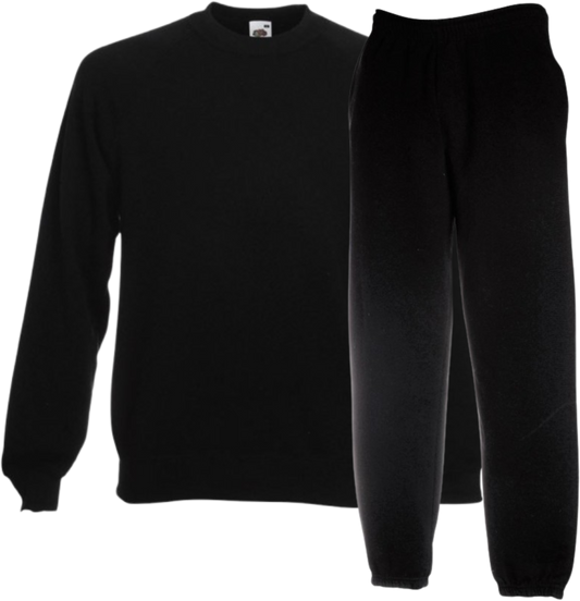 Fruit of the Loom Črni Raglan Pulover in Trenirka – 2-delni komplet - oblekanadom