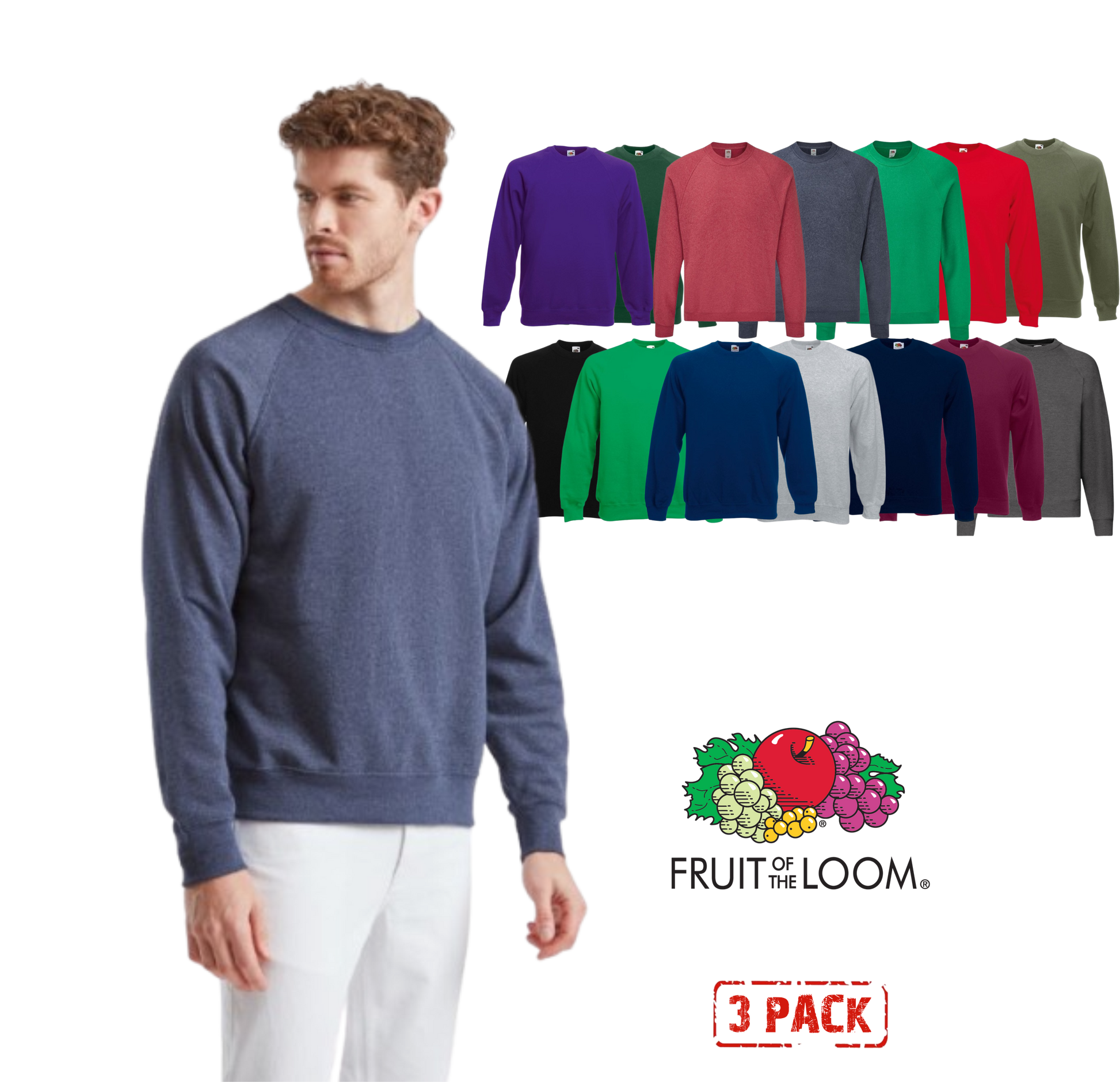 Moška Fruit of the Loom Raglan Jopa - 3kos - oblekanadom