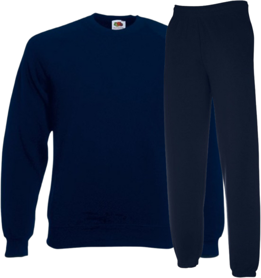 Fruit of the Loom Globoko Moder Raglan Pulover in Trenirka – 2-delni komplet - oblekanadom
